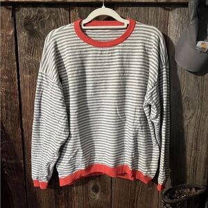 Striped Gray and Orange Women’s Sweater